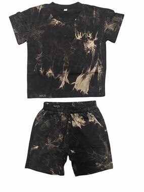 HAZI Black & Bleach Tie-Dye Tee and Shorts Set